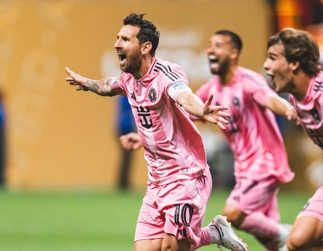 Lionel Messi dan para pemain Inter Miami lainnya merayakan kemenangan. Sumber foto: Instagram/leomessi