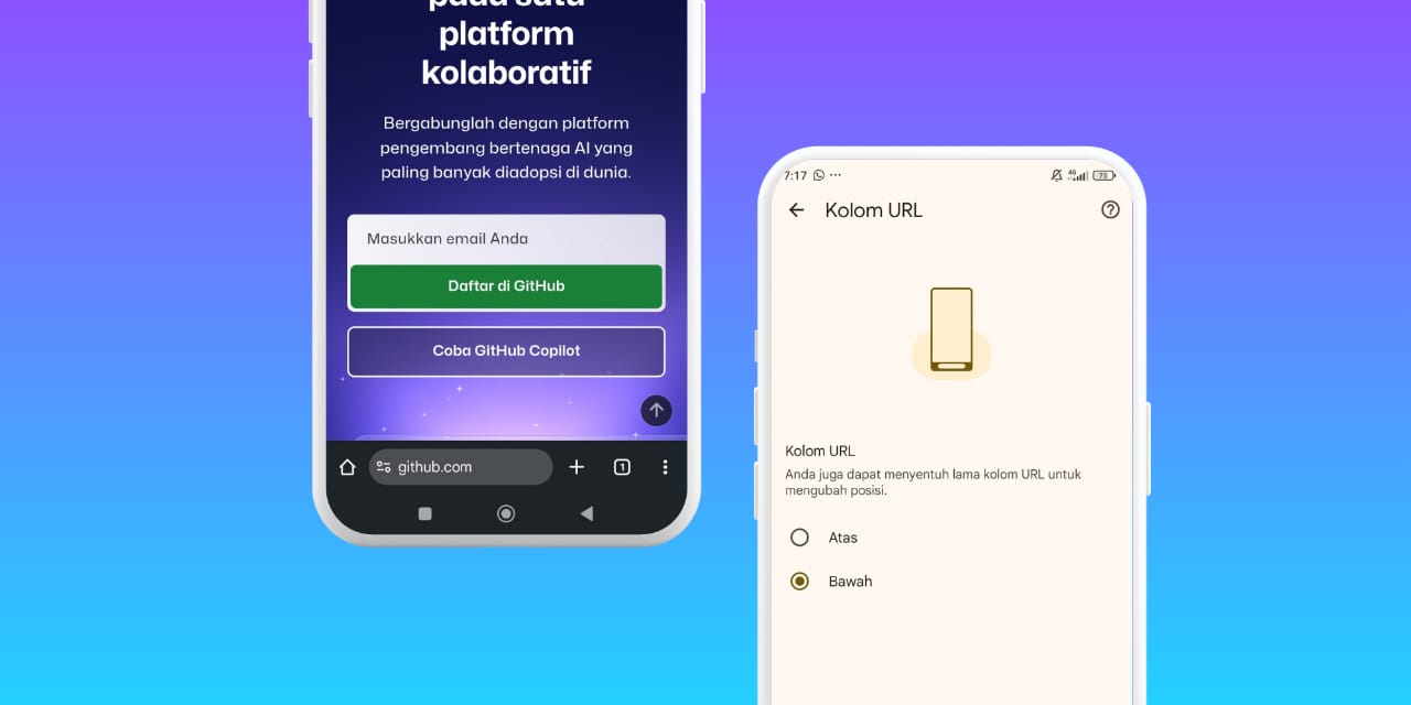 Ilustrasi posisi bilah URL baru pada Chrome versi Android.