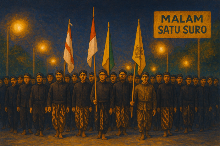Ilustrasi tradisi mubeng benteng, tradisi malam satu suro di Jogja