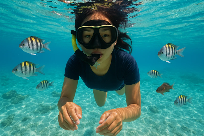 Ilustrasi snorkeling seru di Karimunjawa.