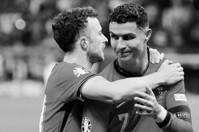 Momen bersama Diogo Jota dan Cristiano Ronaldo.