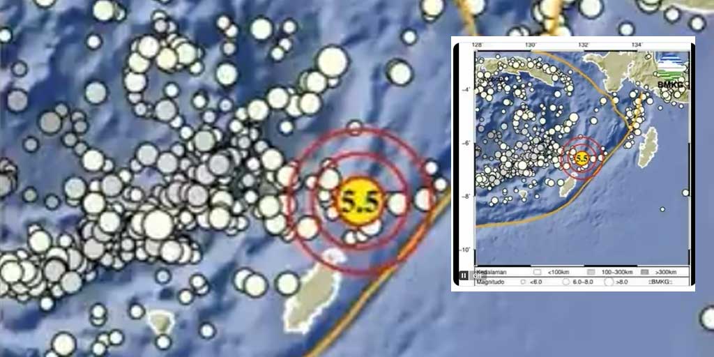 Gempa bumi bermagnitudo 5,5 guncang Maluku Tenggara yang terjadi pada Rabu (9/7) dini hari pukul 01.56 WIB.