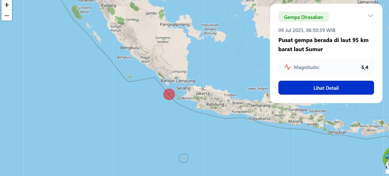 Gambar titik gempa di sekitar Jawa Barat.