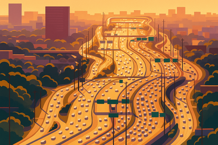 Ilustrasi Katy Freeway di Texas, Jalan terluas di dunia