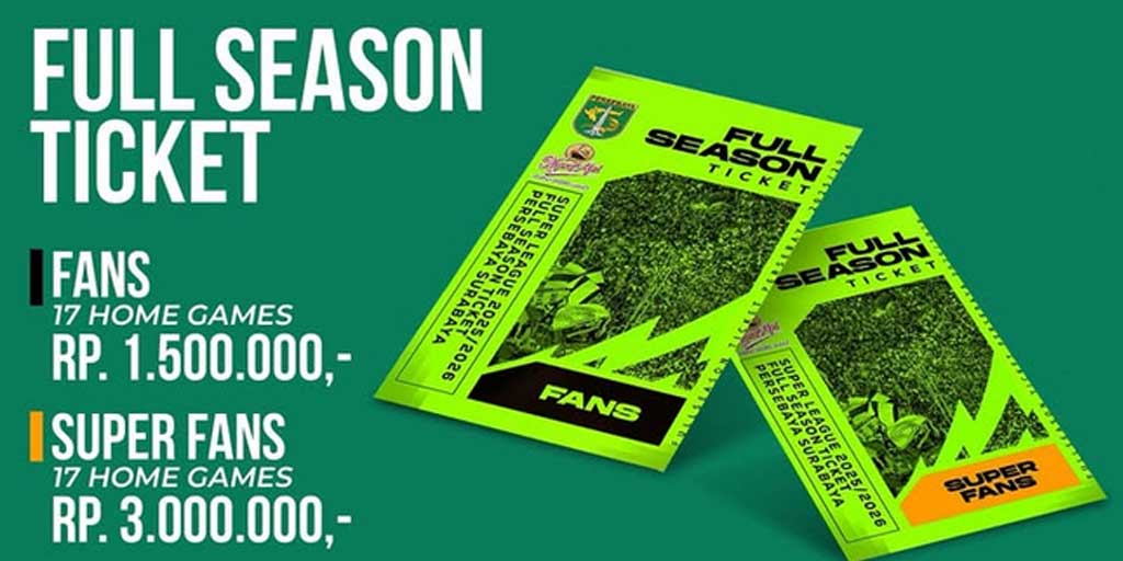 Tangkapan layar dua jenis tiket full season Persebaya: Fans dan Superfans.