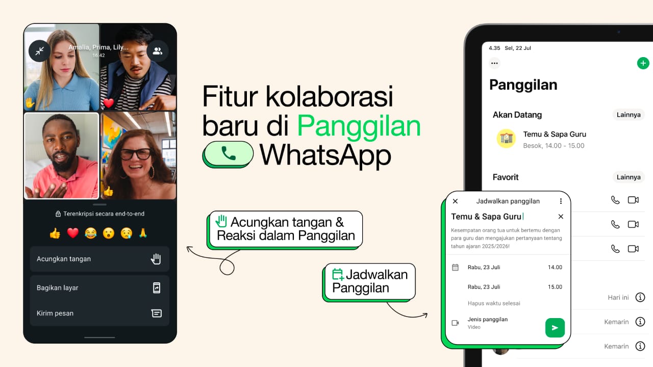 WhatsApp hadirkan fitur baru yakni panggilan terjawab dan angkat tangan untuk berbicara.