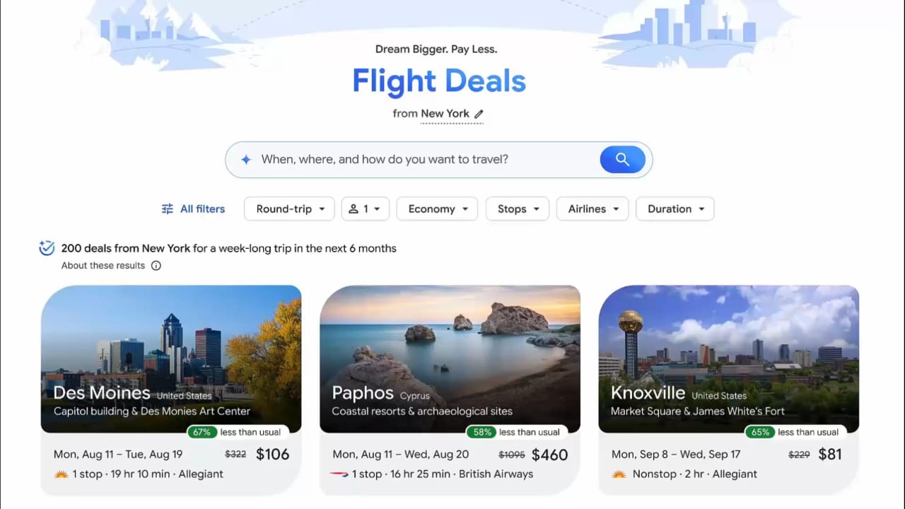 Fitur baru Flight Deals yang akan carikan pengguna tiket penerbangan dengan harga terbaik.