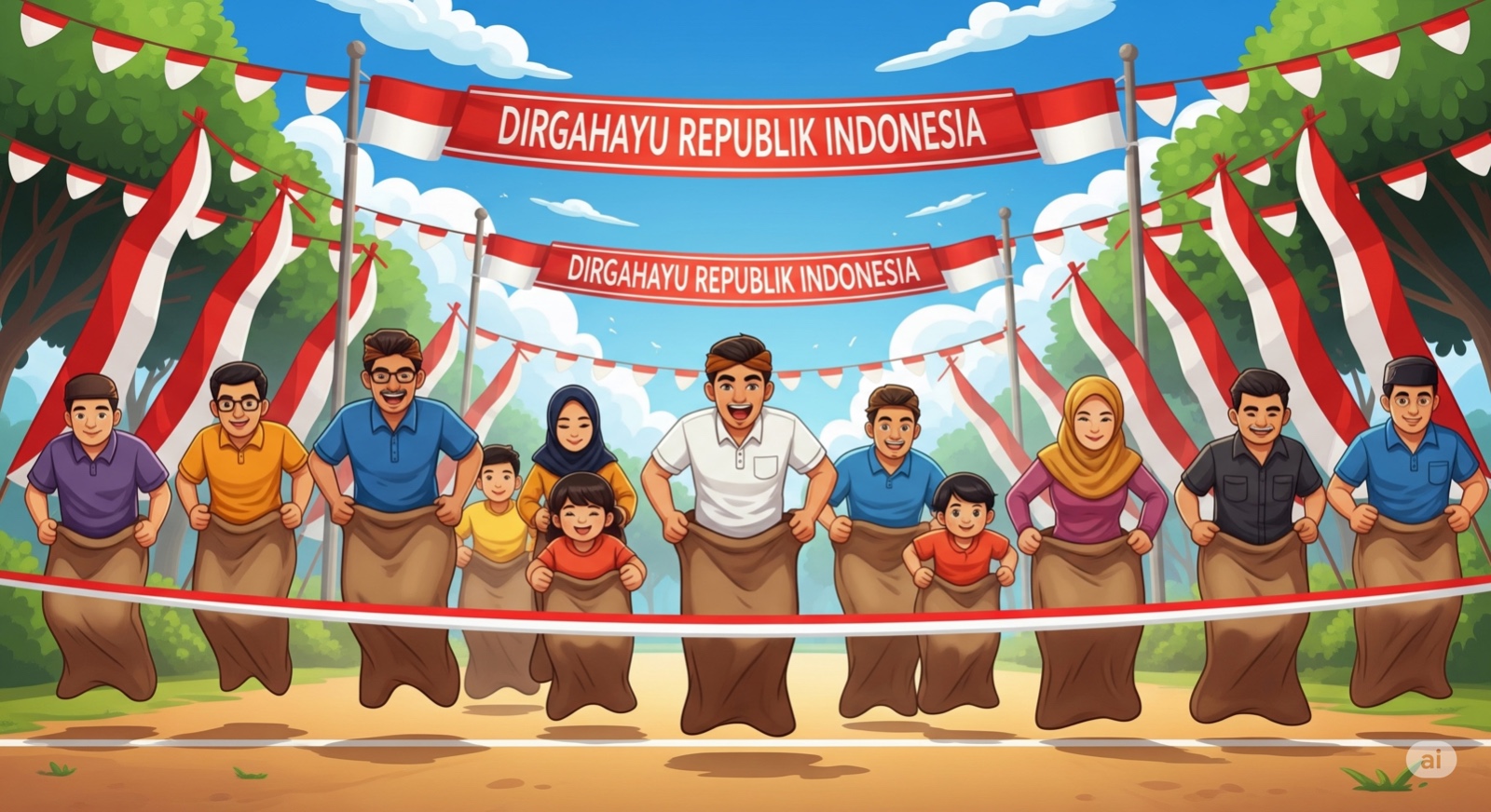 Di balik tawa balap karung, ada makna perjuangan: hidup tak selalu ideal, tapi ketangguhan dan kegigihanlah yang membawa kita ke garis akhir.
