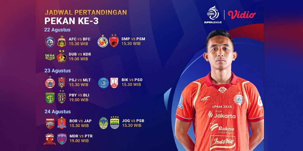 Ilustrasi Jadwal Pekan 3 BRI Super League 2025/2026.