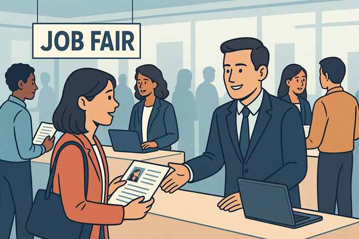 Ilustrasi pencari kerja di Job Fair