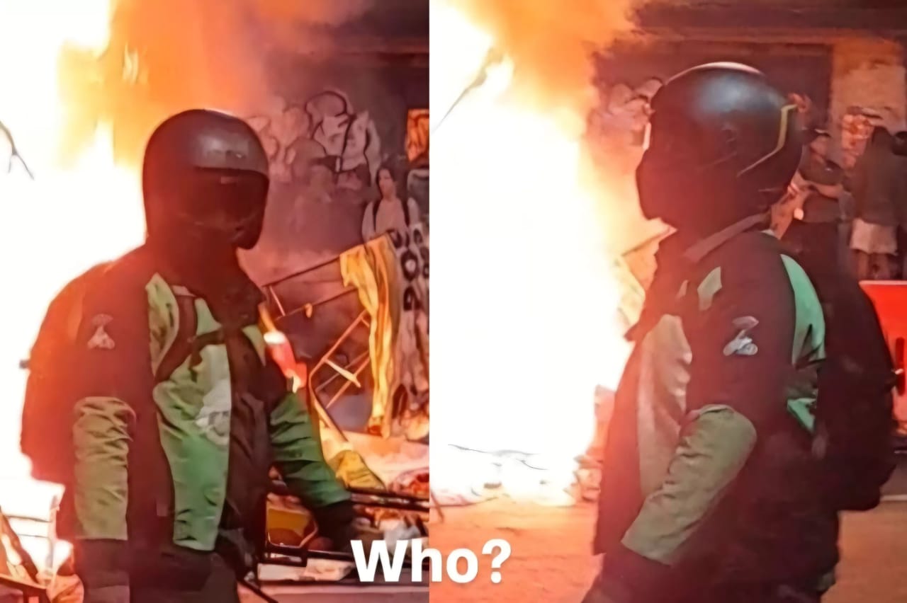 Video beredar tunjukkan sosok dengan atribut ojek online diduga sebagai pelaku pembakaran Gedung Grahadi