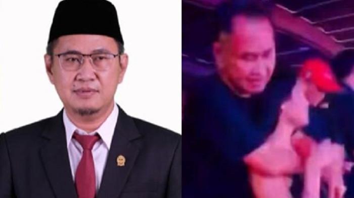 Tangkap layar video viral anggota DPRD Sumatra Utara yang viral asyik dugem di tempat hiburan malam dan Foto Ajie Karim Anggota DPRD Sumut.&nbsp;