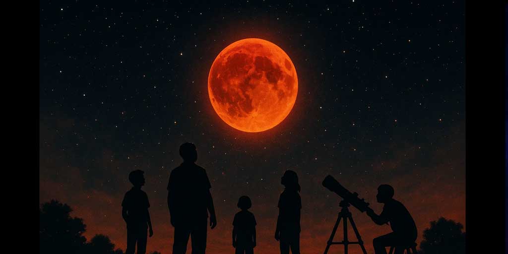 Ilustrasi blood moon.