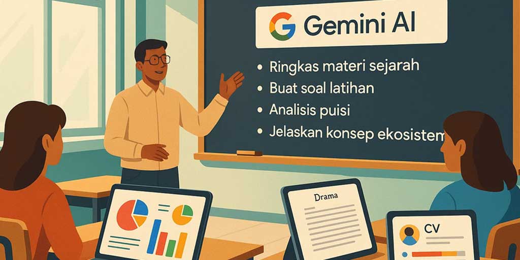 Tinggal ketikkan prompt, Google Gemini AI bisa membantu guru menyusun materi, pelajar mengerjakan tugas, hingga mahasiswa membuat riset lebih cepat.  Foto adalah ilustrasi.
