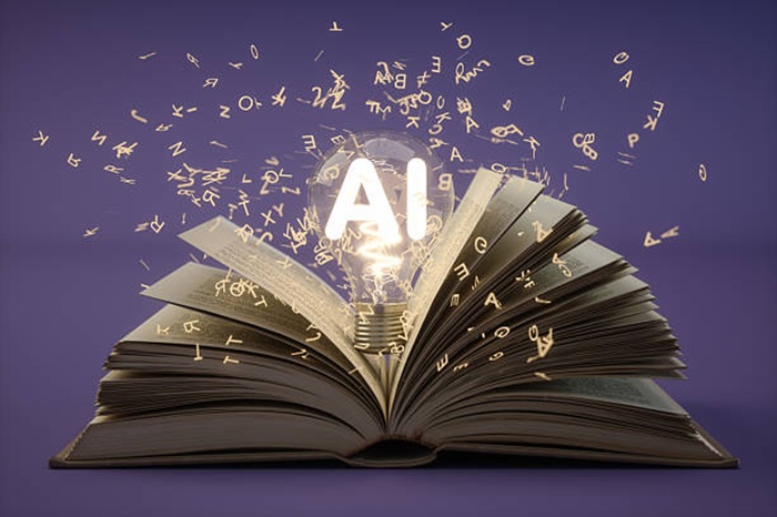 Ilustrasi sistem AI yang di program menggunakan buku.