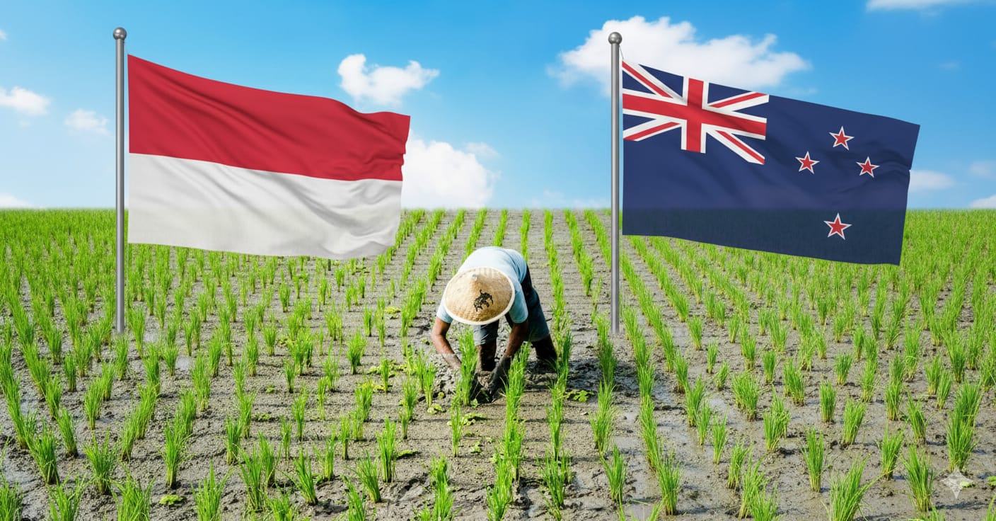Ilustrasi kerjasama Indonesia dan New Zealand di bidang pertanian