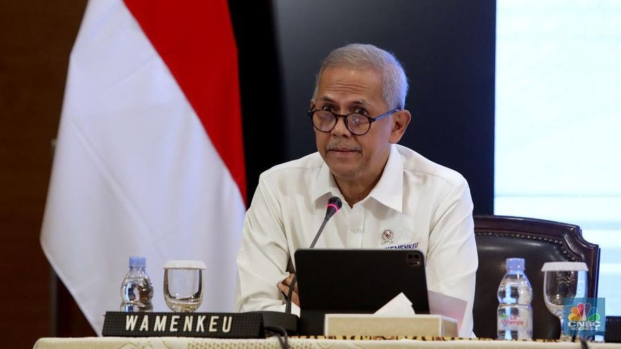 Wakil menteri keuangan, (Wamenkeu) RI Anggito Abimanyu dalam konferensi pers