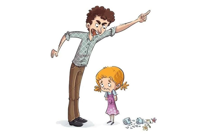 Ilustrasi seorang ayah membentak anak perempuannya.