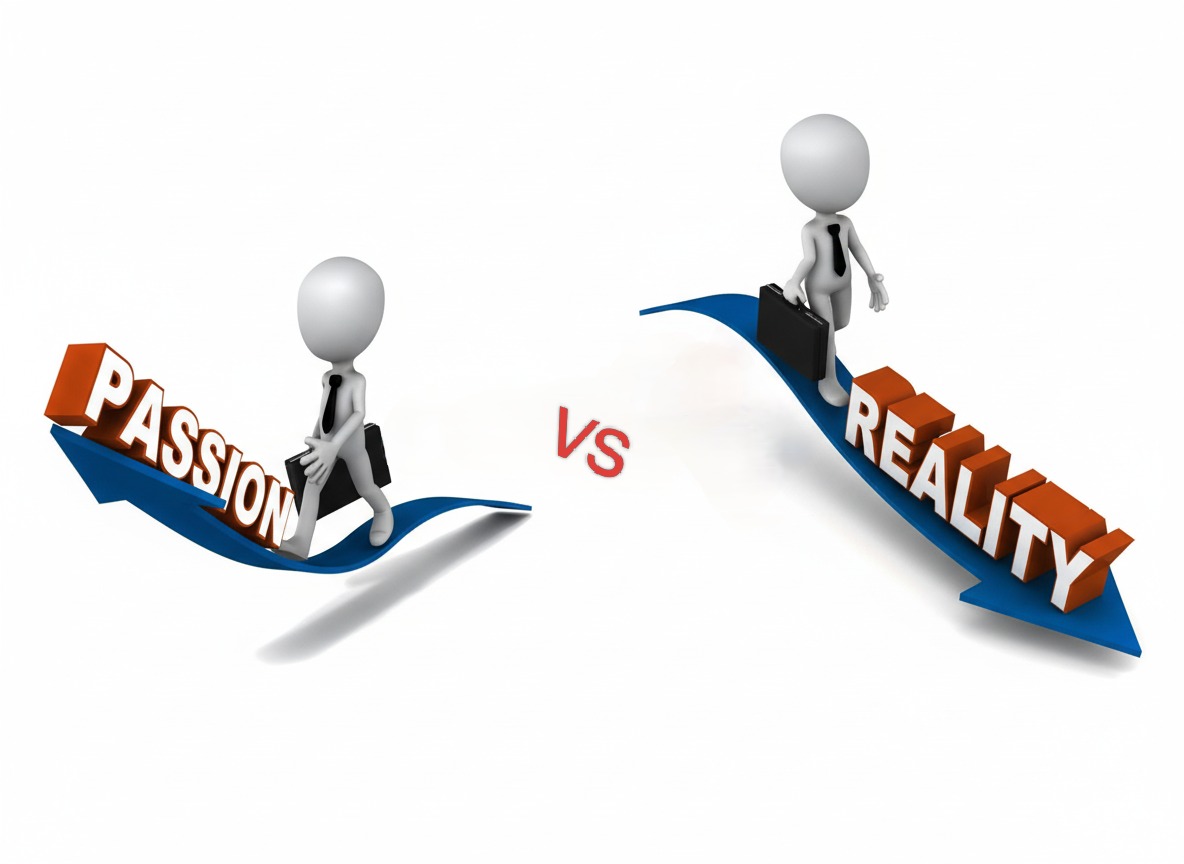 Ilustrasi pilihan antara Passion dengan Reality.