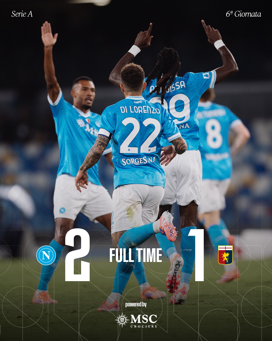 Napoli melesat setelah menaklukkan Genoa dengan skor 2-1.