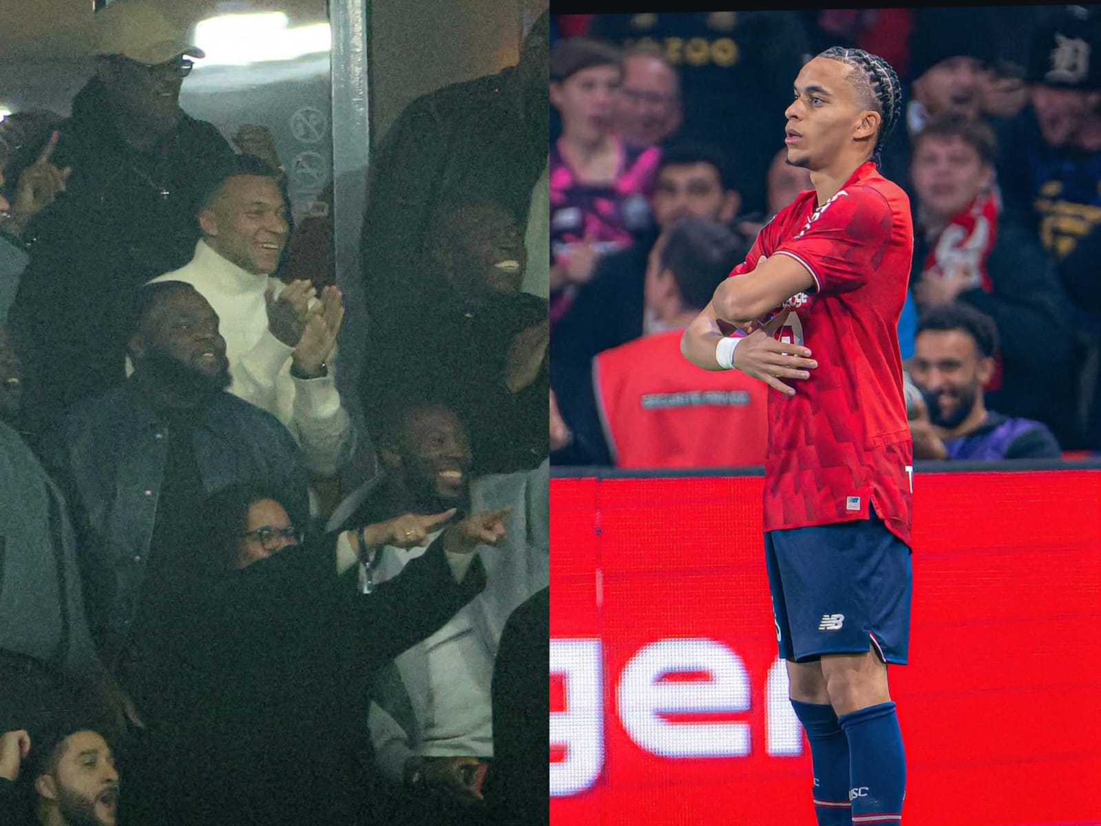 Kylian Mbappe tersenyum bangga saat sang adik, Ethan Mbappe cetak gol ke gawang PSG.