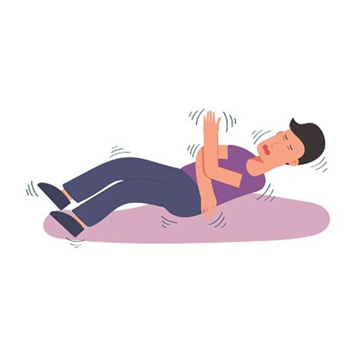 Ilustrasi seorang pria mengalami kejang akibat serangan epilepsi.