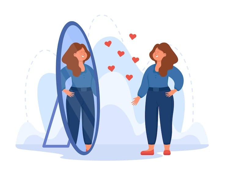 Ilustrasi wanita yang tidak insecure dan sudah mencintai dirinya sendiri.