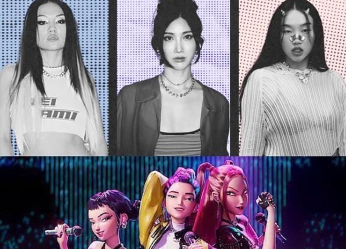 Tiga penyanyi asli dari karakter HUNTR/X di film animasi KPop bawakan Golden tonight show