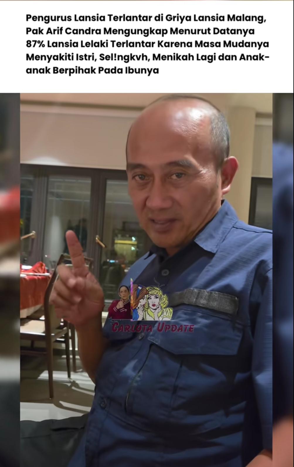 Tangkapan layar sebuah video pengakuan seorang pengurus griya lansia, mengatakan 87 persen lansia laki-laki terlantar adalah yang sering menyakiti pasangannya.