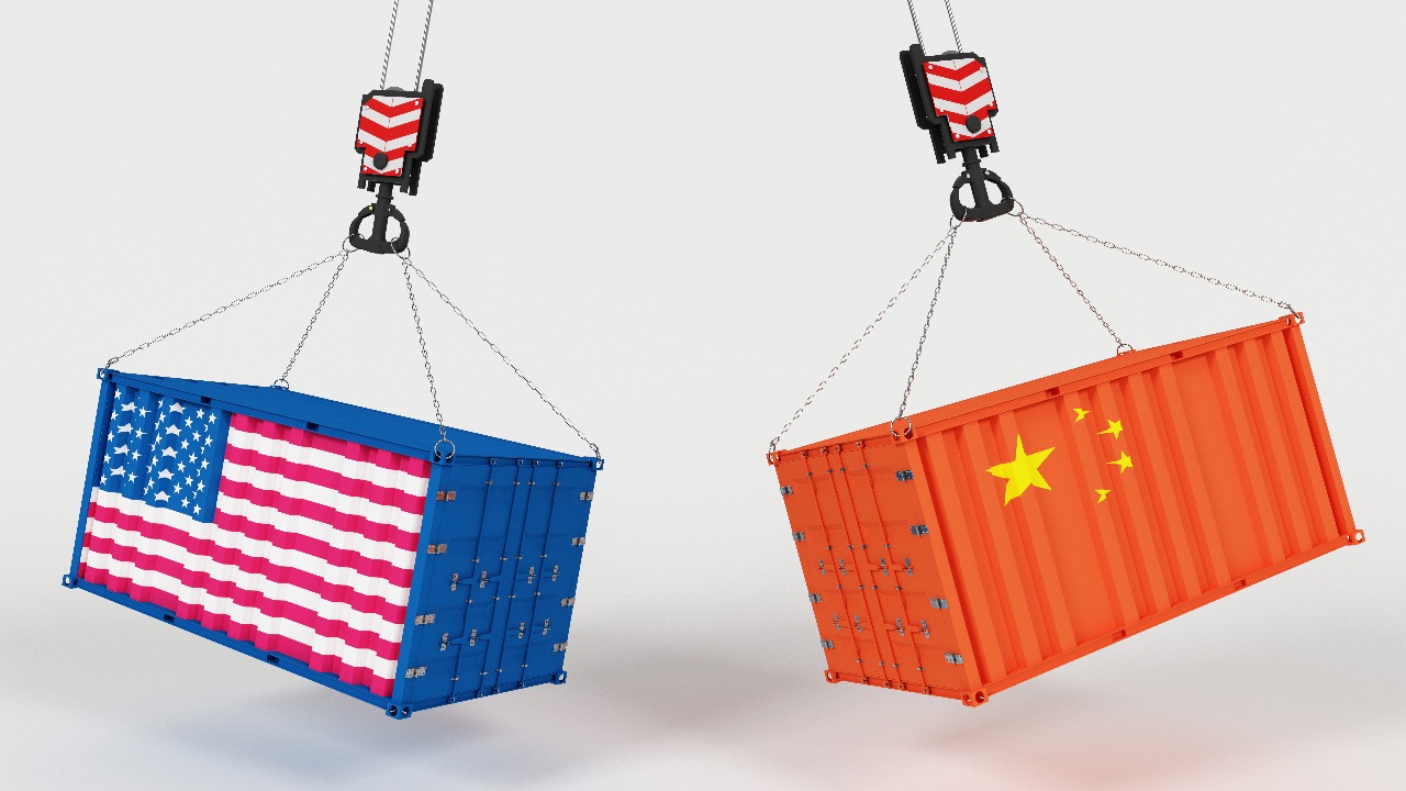 Ilustrasi 3D import Amerika Serikat dan Cina.
