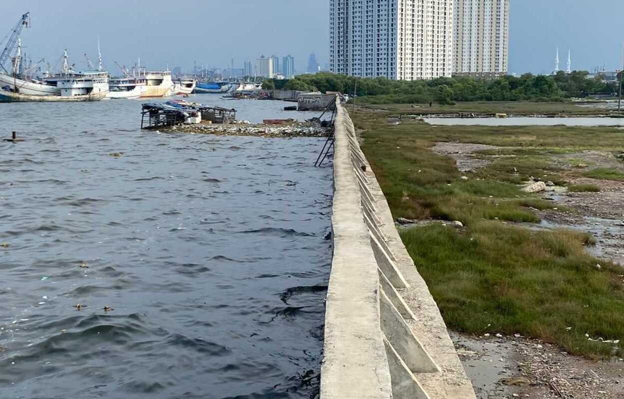 Ilustrasi giant sea wall yang akan di bangun di pantura