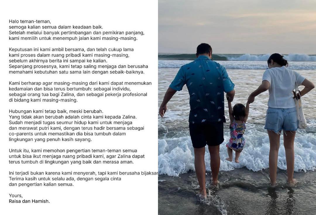 Raisa dan Hamish Daud buka suara soal kabar perceraian mereka.