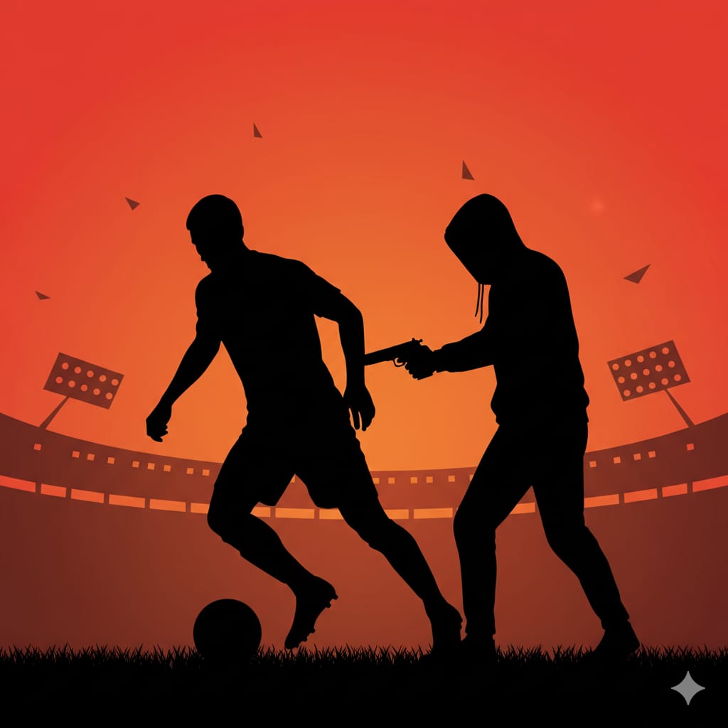 Ilustrasi ancaman penembakan seorang pemain sepakbola