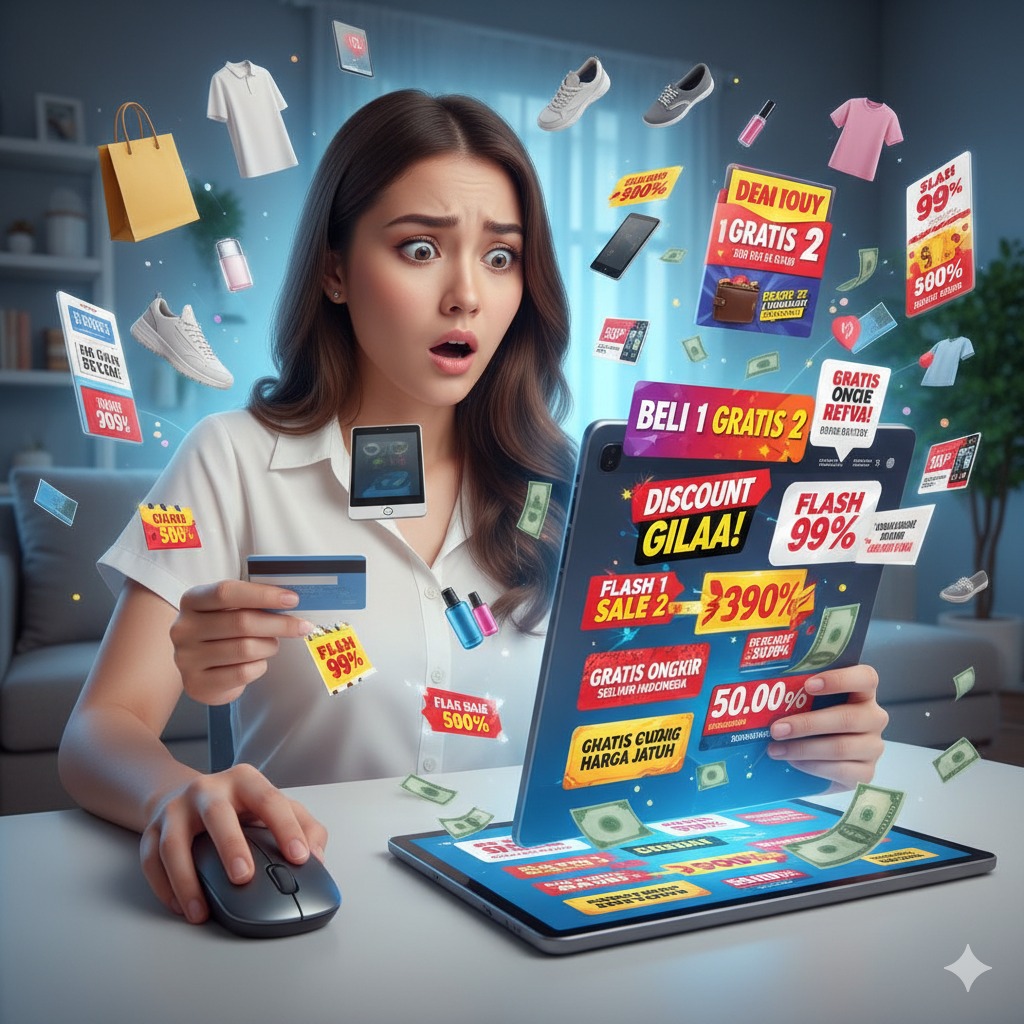 Ilustrasi belanja online di event promo 11.11 Big Sale.