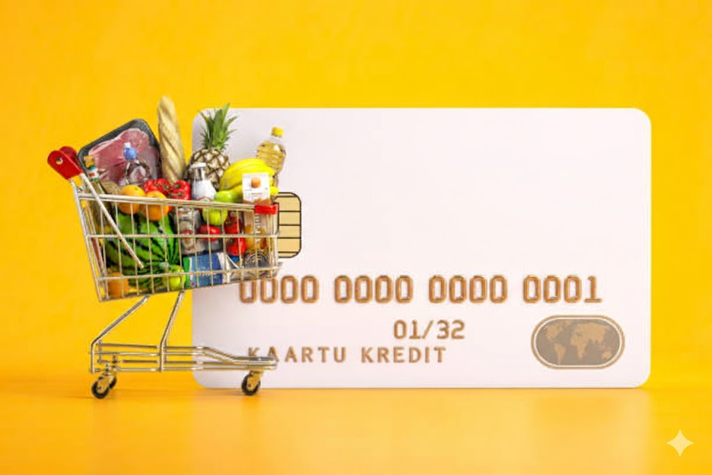 Ilustrasi belanja dengan menggunakan kartu kredit.