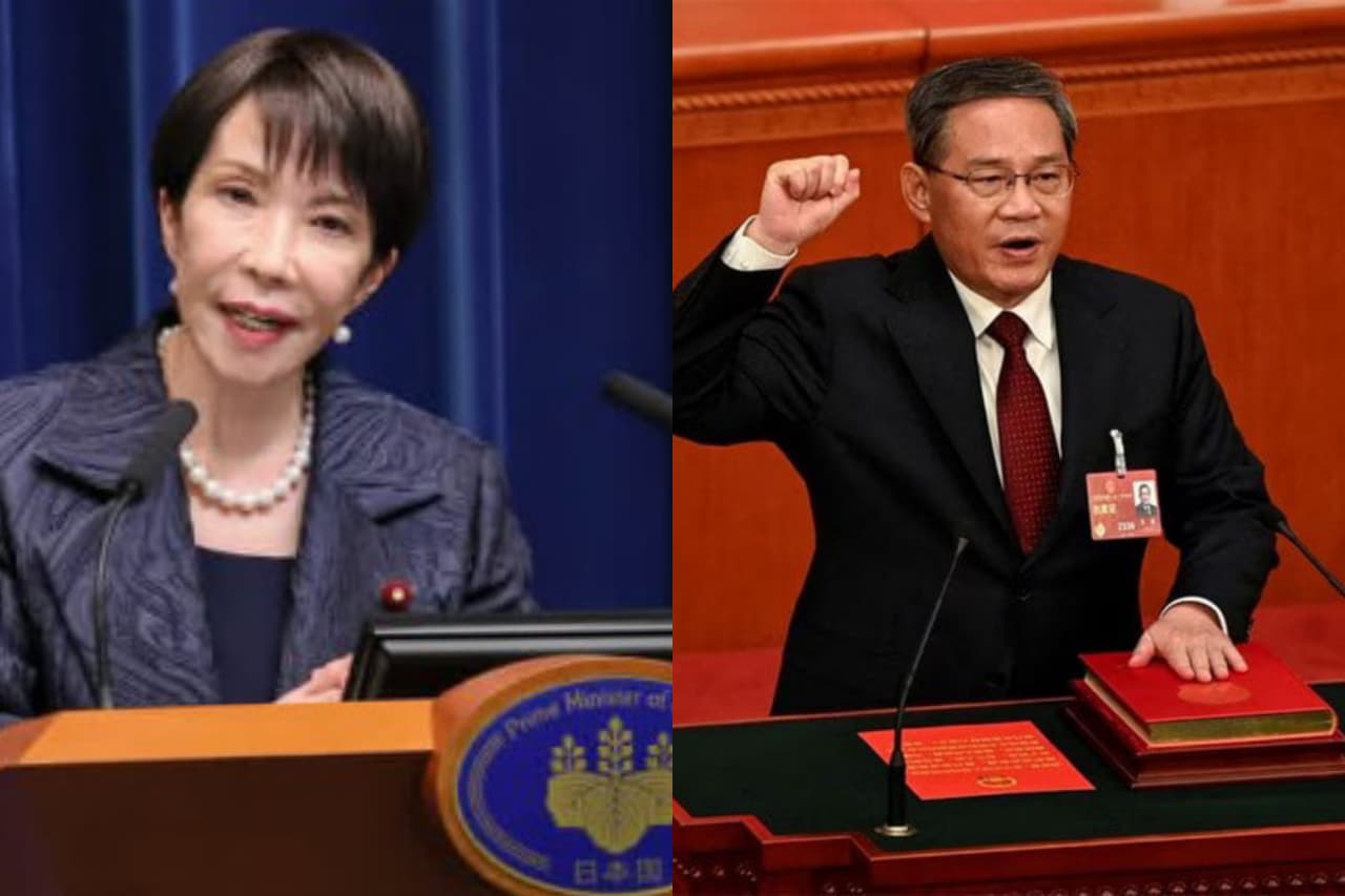 Kolase foto Perdana Menteri Jepang Sanae Takaichi dan Perdana Menteri China Li Qiang