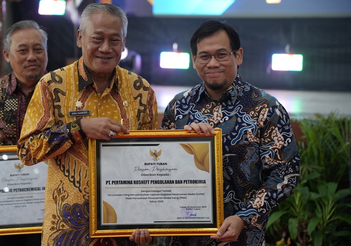 Pemkab Tuban mengganjar PRPP dengan Penghargaan LKPM Terbaik atas kontribusinya memperkuat iklim investasi melalui pelaporan yang akurat.
