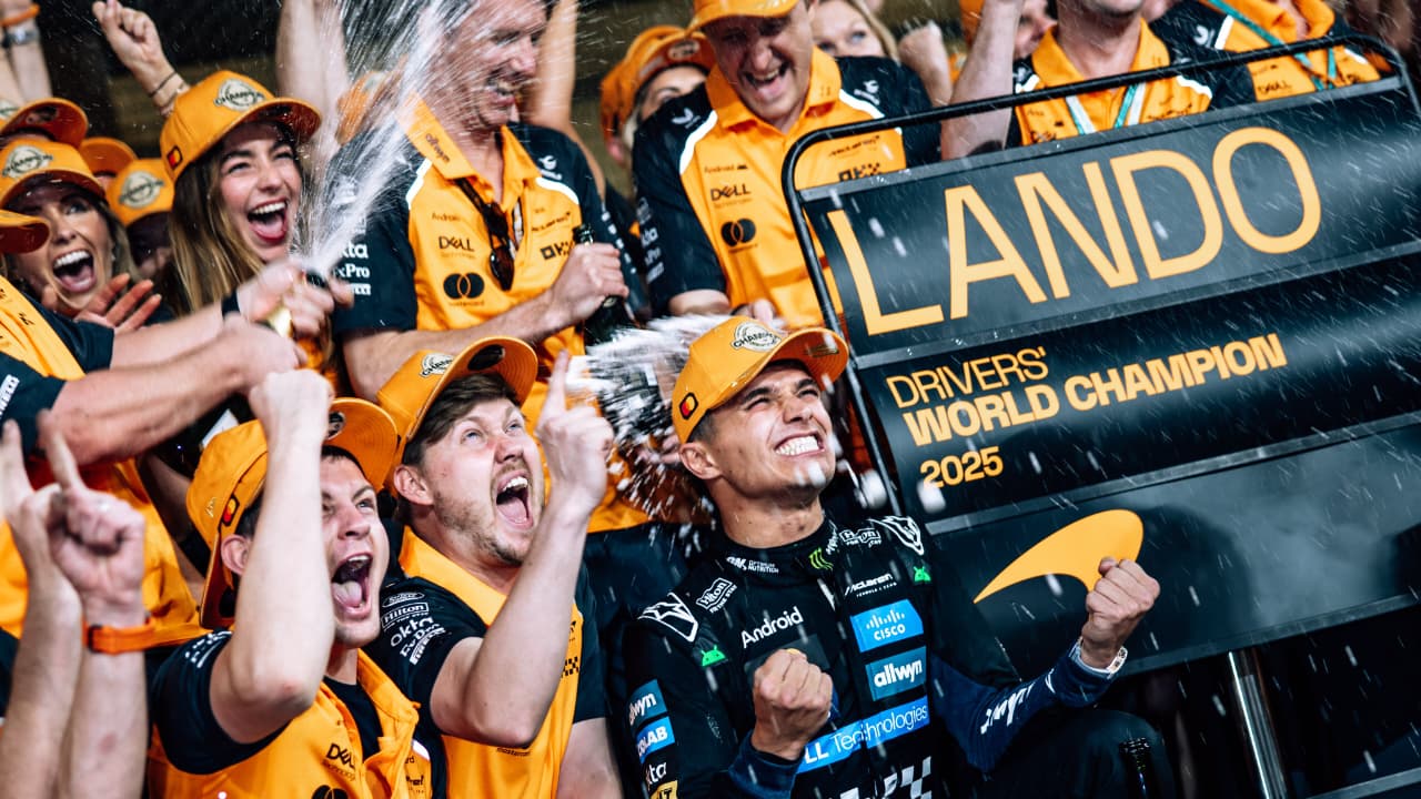 Perayaan gelar juara dunia Lando Norris.