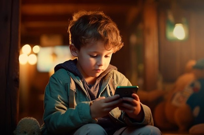 Ilustrasi Anak Bermain Handphone