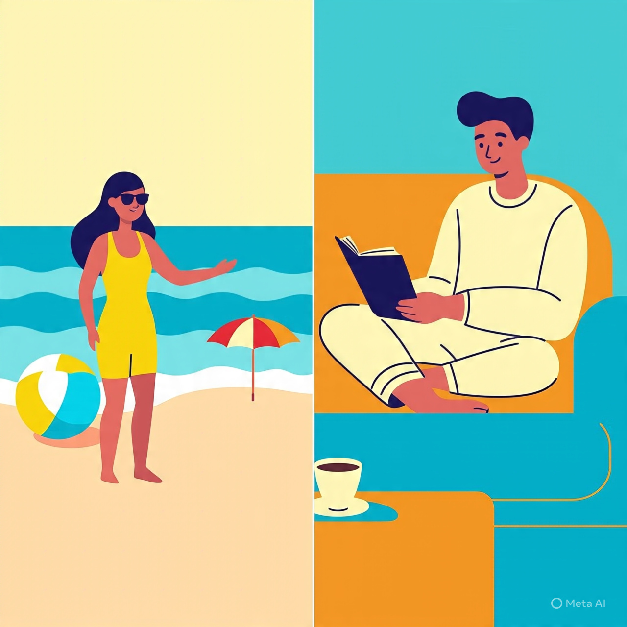 Ilustrasi liburan dan bersantai di rumah