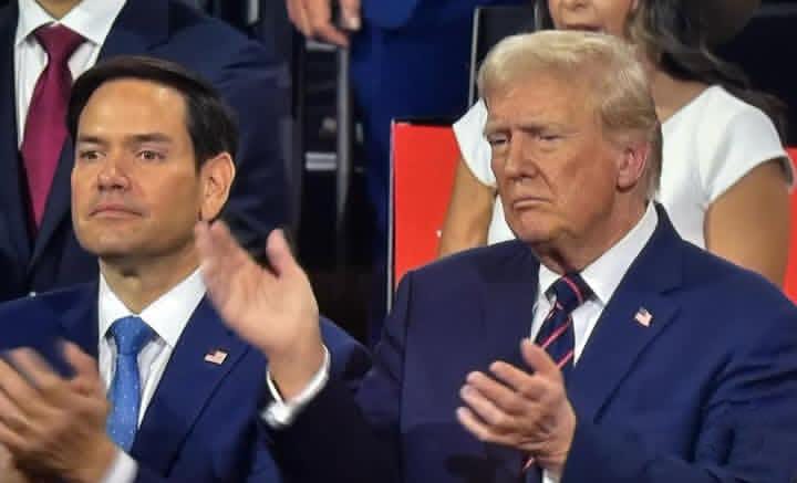Foto Marco Rubio dengan Presiden AS, Donald Trump.