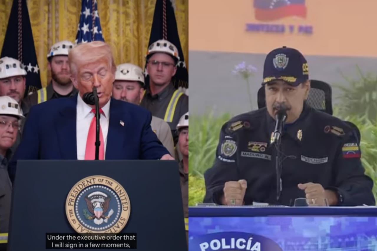 Kolase Foto Presiden AS Donald Trump dan Presiden Venezuela Nicolas Maduro.
