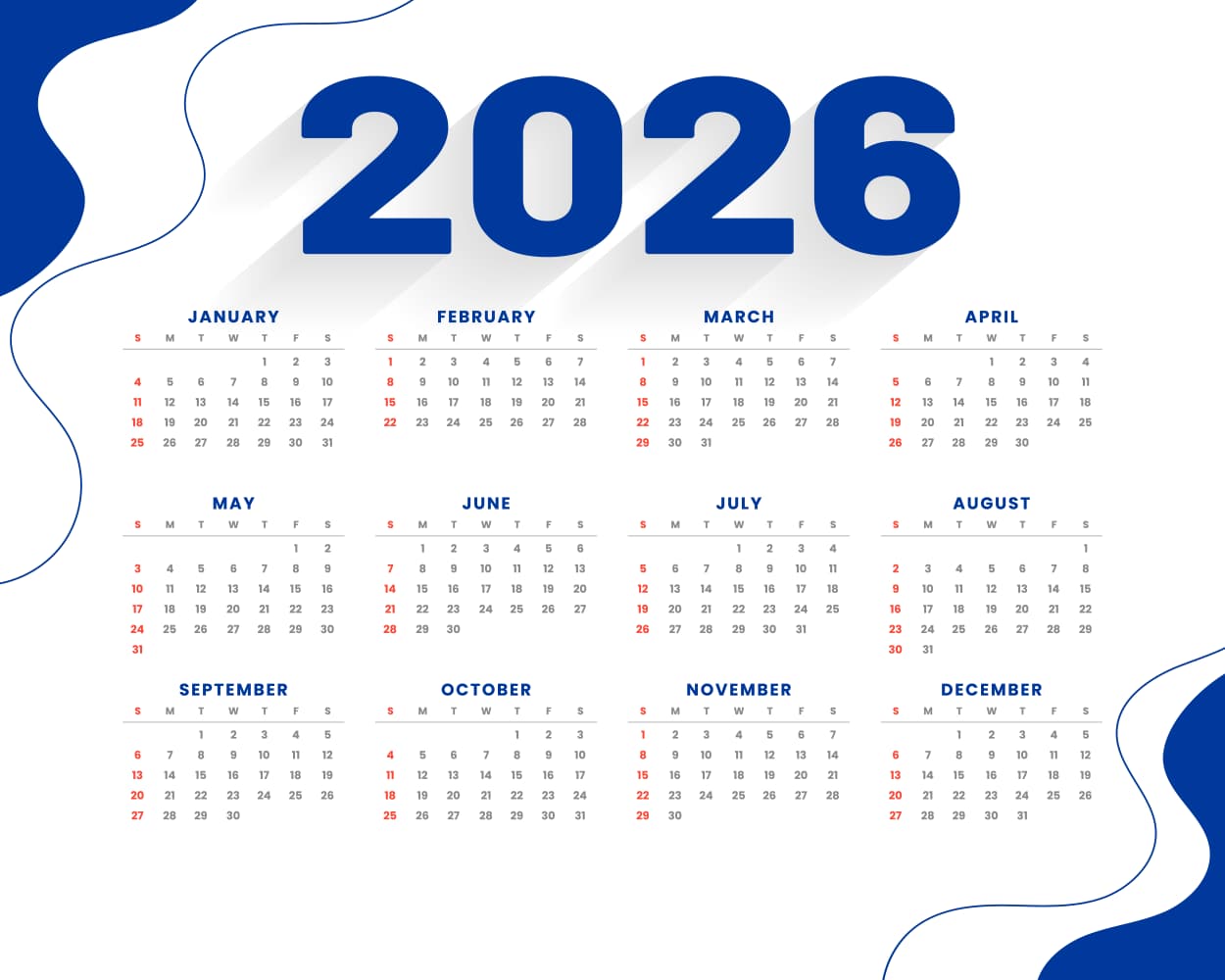 Ilustrasi kalender 2026