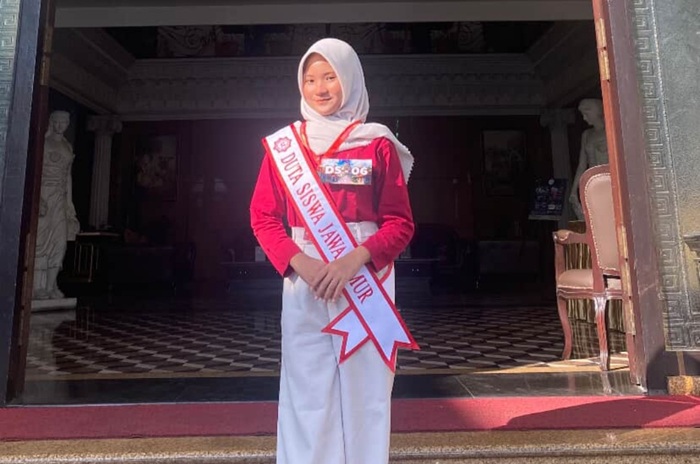 Siswi SMAN 4 Tuban, Beby Valencya, berbagi kisah perjuangan, keraguan, dan pembentukan diri di ajang Duta Siswa.