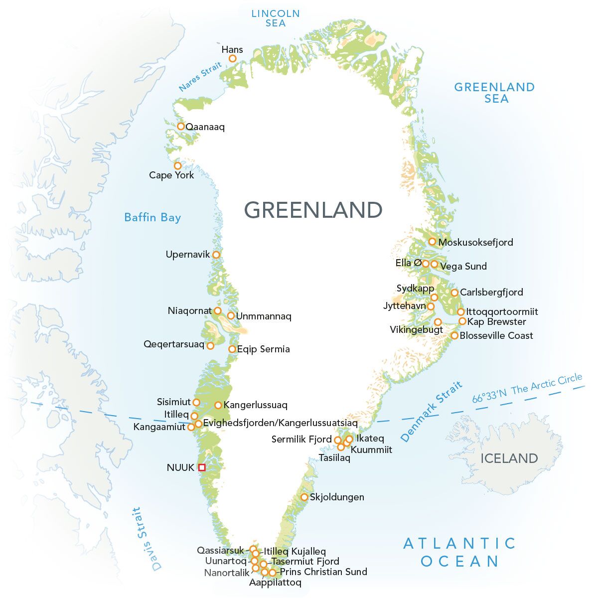 Ilustrasi peta Greenland
