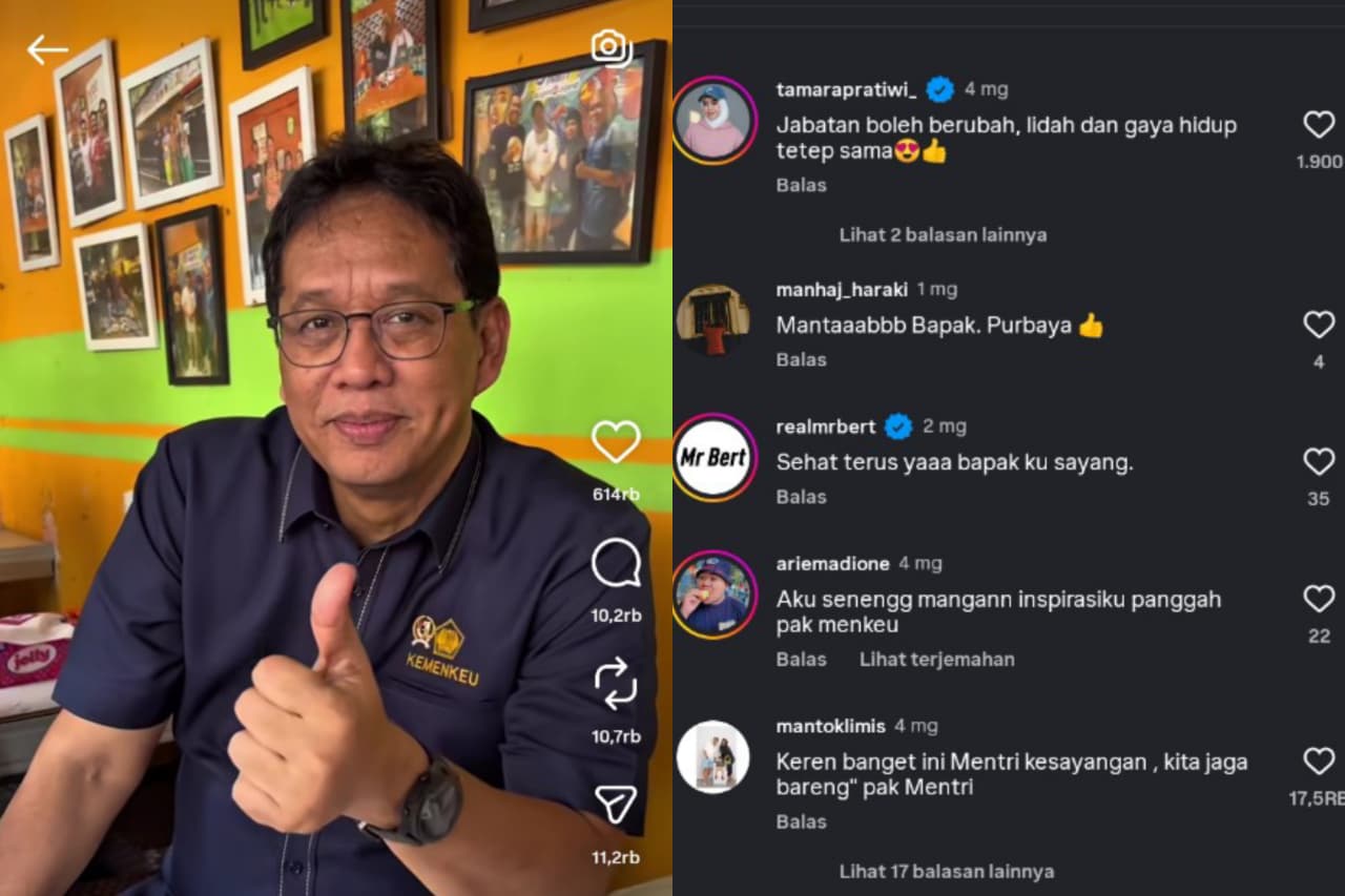 Foto Purbaya saat makan siang di SOP buntut Cut Meutia, Jakarta Pusat.