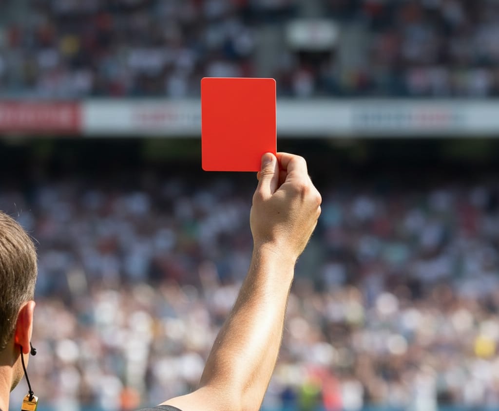 Ilustrasi kartu merah dari wasit pertandingan sepakbola