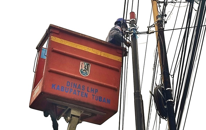 Sepekan fokus di wilayah kota, DLHP dan Satpol PP Tuban sisir kabel fiber optik liar.