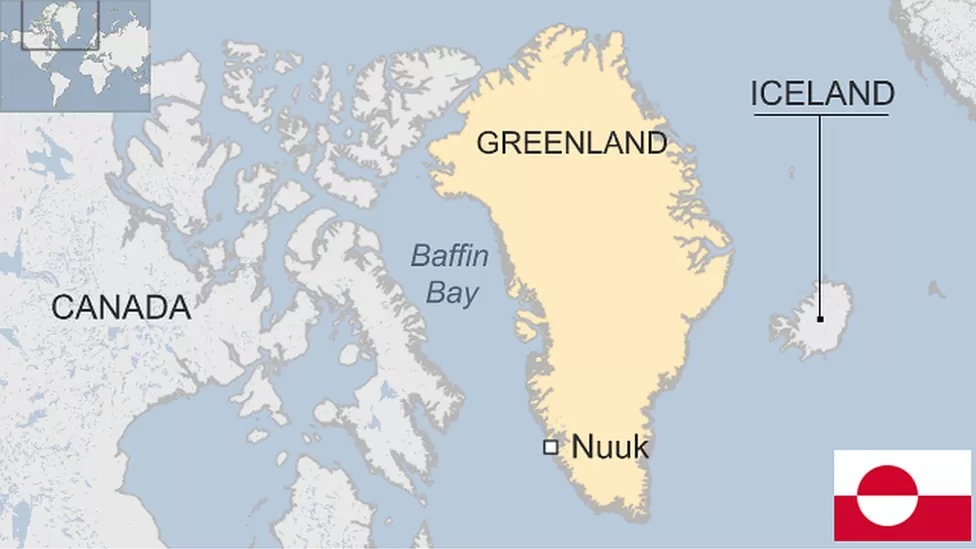 Ilustrasi peta Greenland.