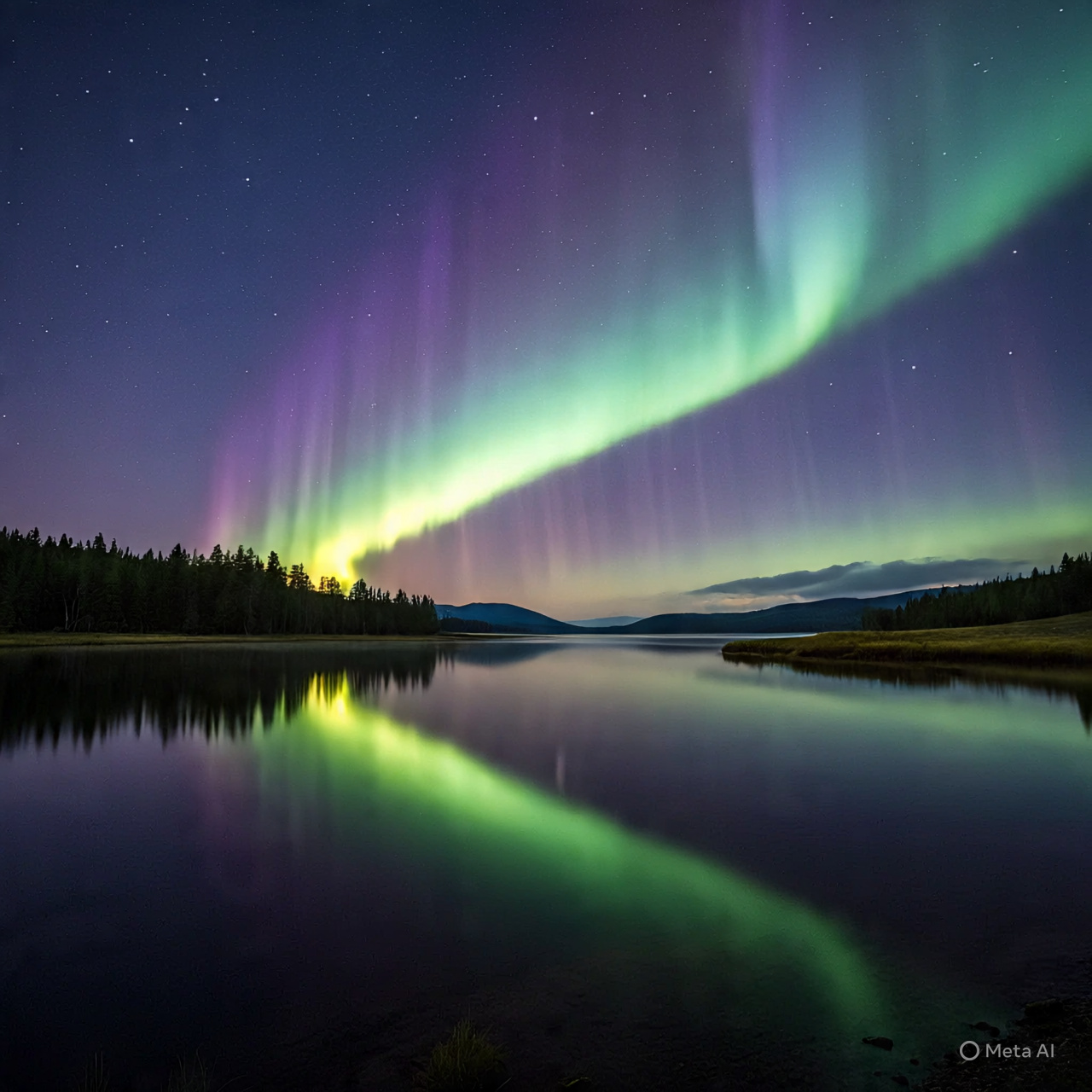 Ilustrasi aurora borealis.